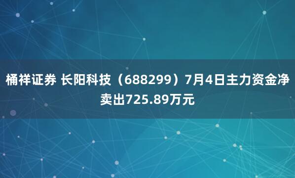 桶祥证券 长阳科技（688299）7月4日主力资金净卖出725.89万元