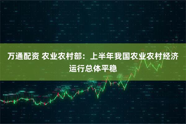 万通配资 农业农村部：上半年我国农业农村经济运行总体平稳